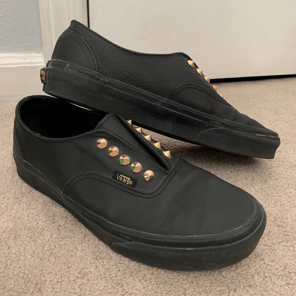 Vans Black Slip-ons with Gold Studs
